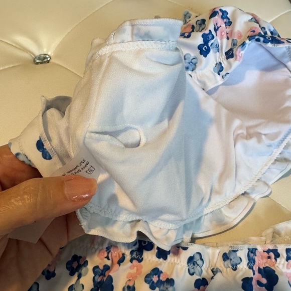 White Pink Blue Floral Bandeau Tube top Strapless Bikini Size Medium NWT New - Picture 9 of 13